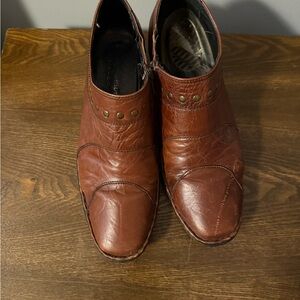 Studded Brown Leather Ankle Boots
